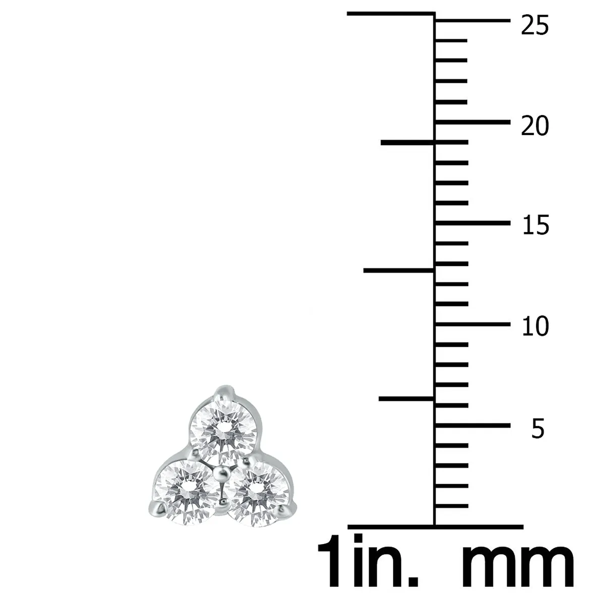 1 Ctw Three Stone Genuine Diamond Flower Earrings In 14K White Gold