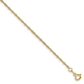 1.1mm, 14k Yellow Gold, Singapore Chain Bracelet, 7 Inch