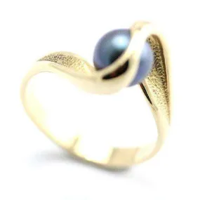 14ct Gold & Black Pearl Designer Ring