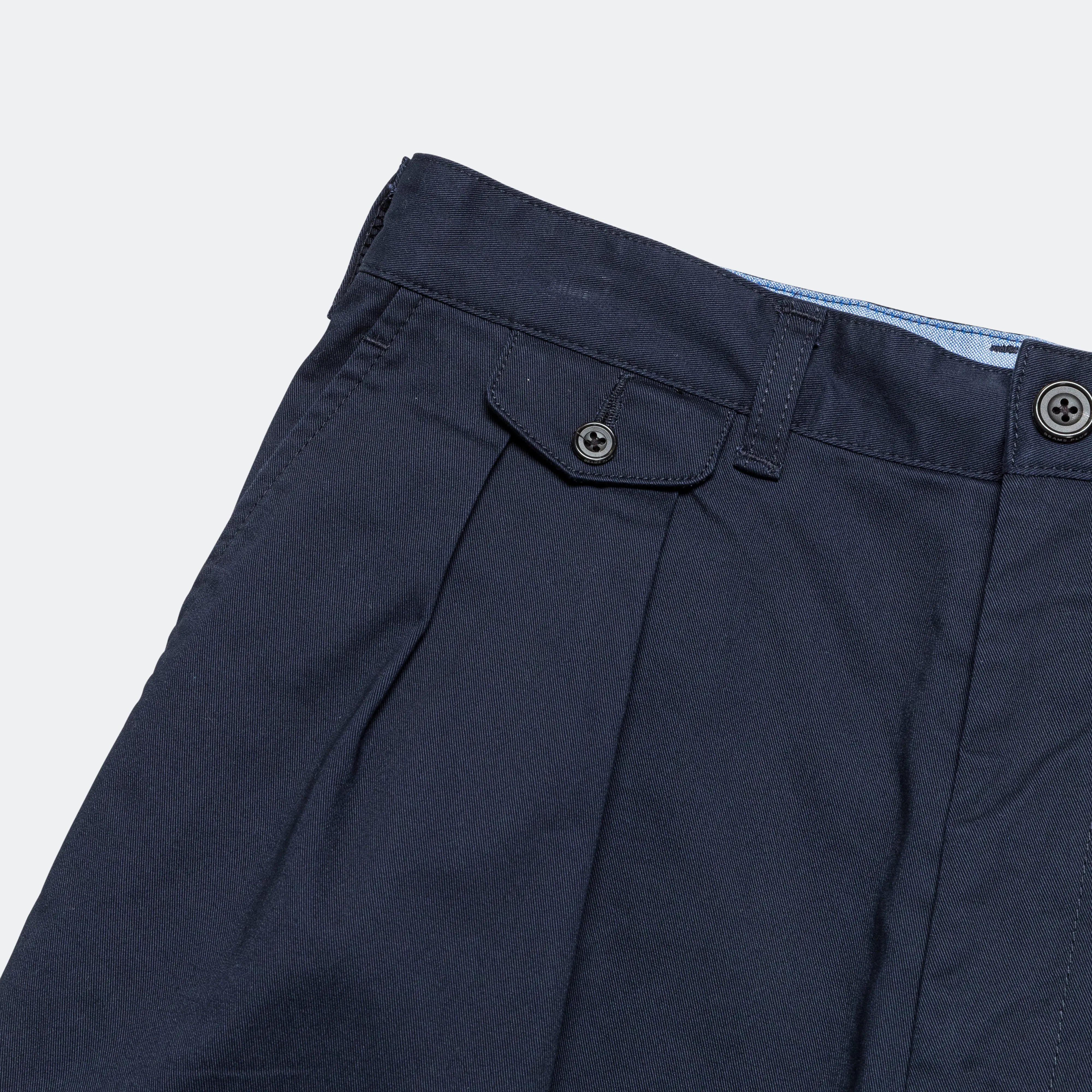 2 Pleat Twill Pants - Navy