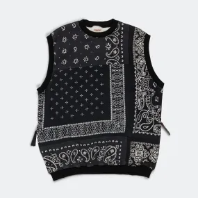 30/-SWT Knit Bandana BIG Vest - Black