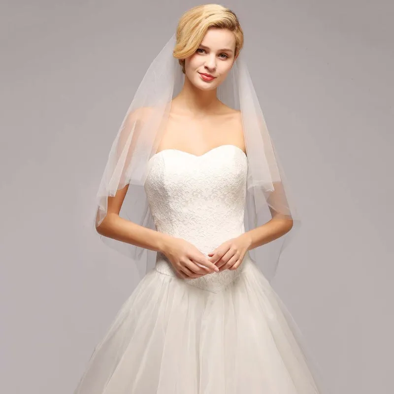 3M Two Layer Lace Edge Face Covered Wedding Veils | Bridelily