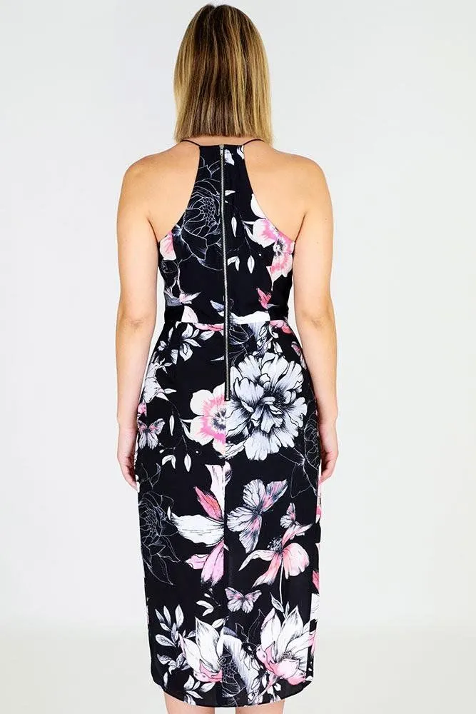 3rd Love Monotone Bloom Midi Dress with Open Shoulders in Print