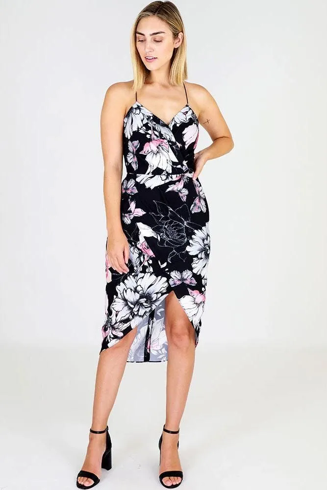 3rd Love Monotone Bloom Midi Dress with Open Shoulders in Print