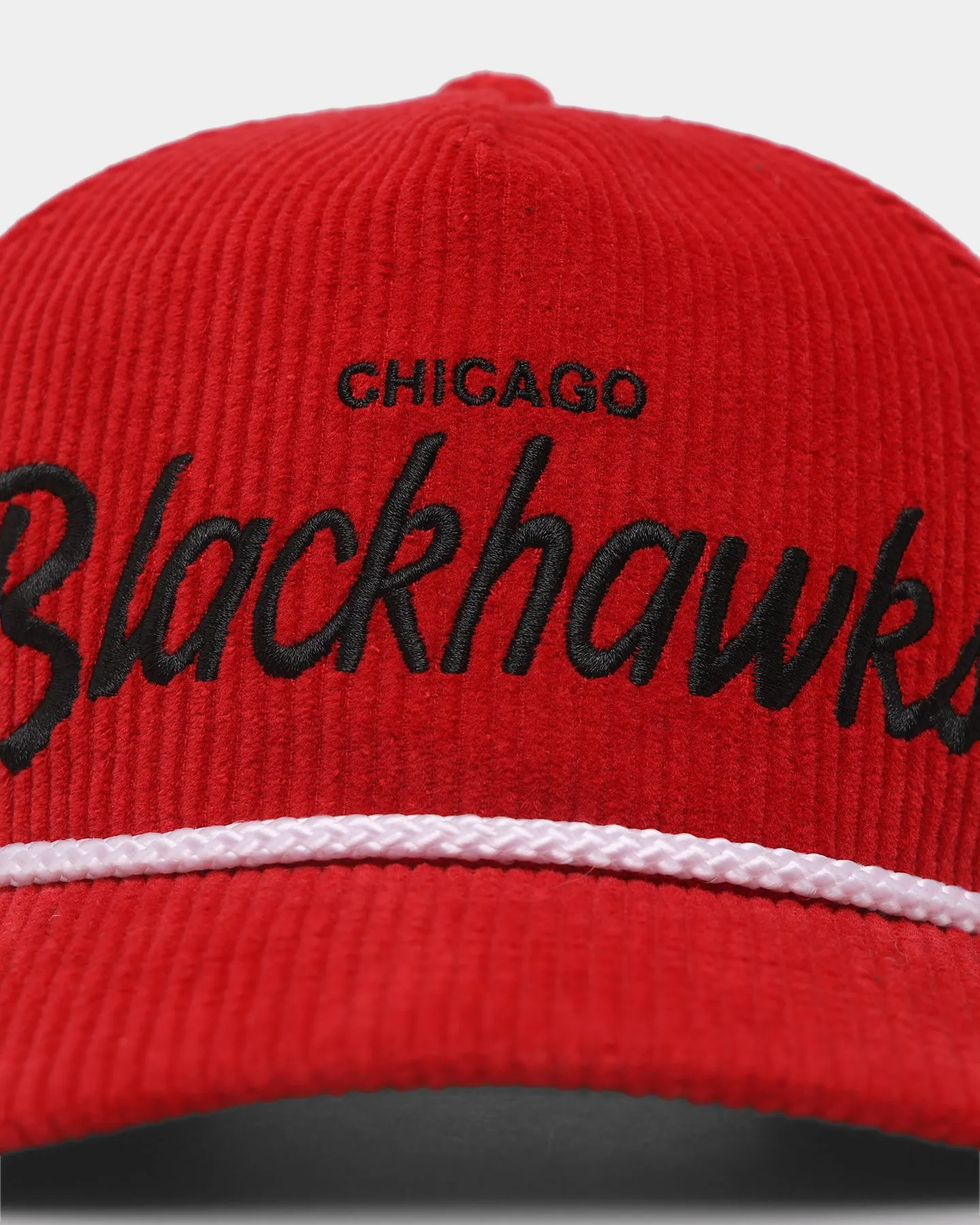 47 Brand Chicago Blackhawks 'NHL Corduroy Team Script' Corduroy Crossrope 47 Hitch Snapback Red