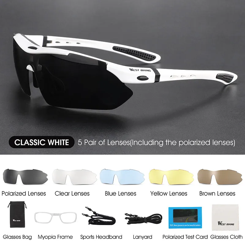 5 Lens Polarized Cycling Glasses Men Women Sports Sunglasses Road MTB Mountain Bike Bicycle Riding Goggles Eyewear