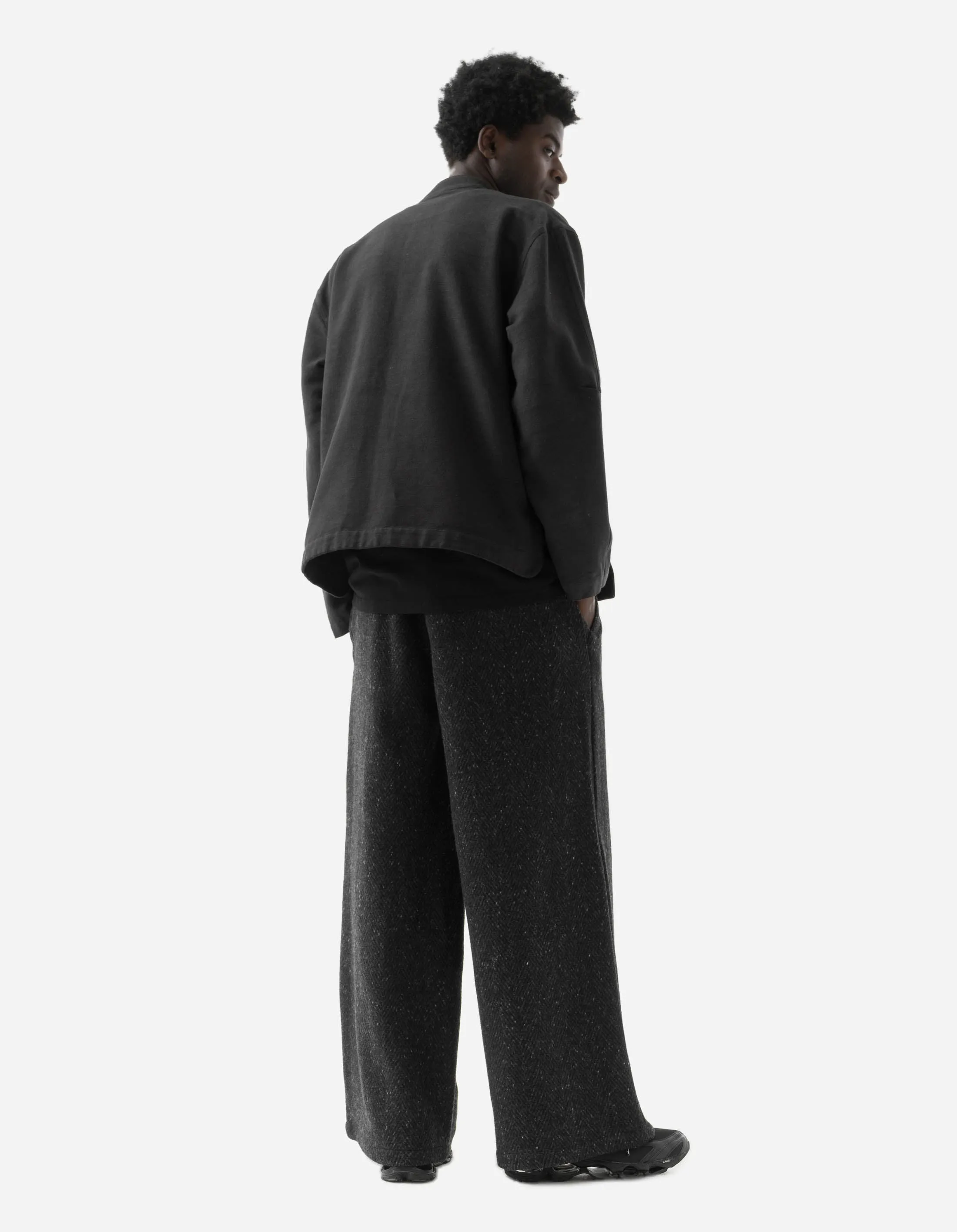 5334 Wool Hakama Track Pants Black