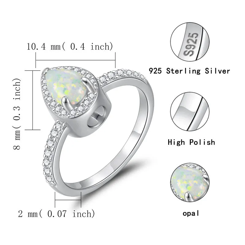 925 Sterling Silver Teardrop Urn Rings Hold Loved Ones Ashes Cz Cremation Memorial Ring Keepsake Jewelry for Women