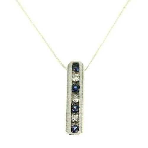 9ct White Gold & Sapphire Pendant 15258