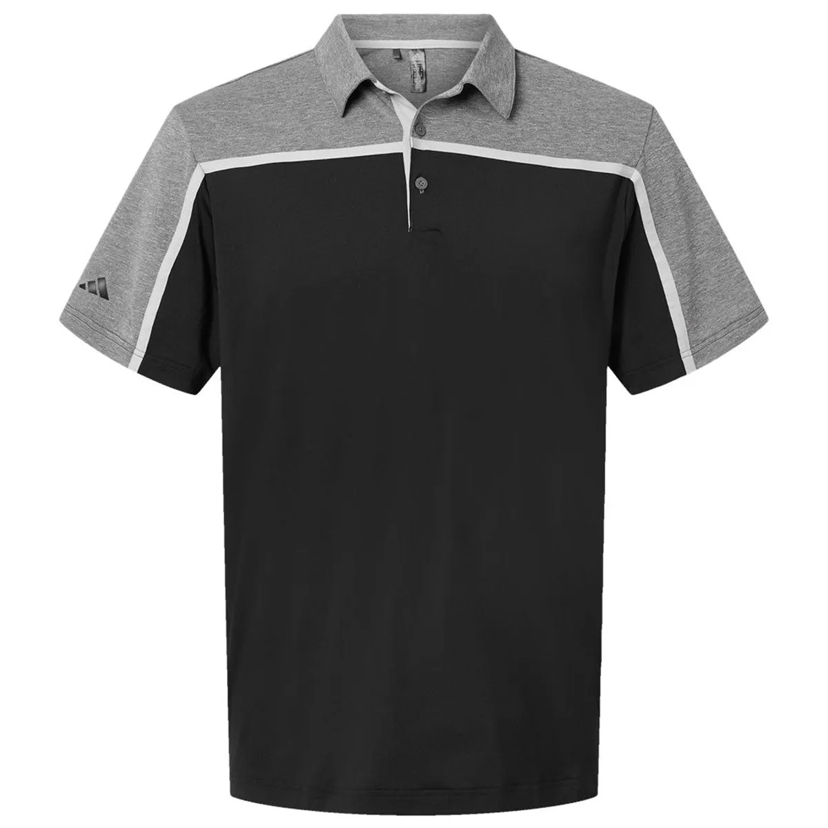 Adidas Men's Black/Grey Two/Grey Five Melange Ultimate Colorblocked Polo