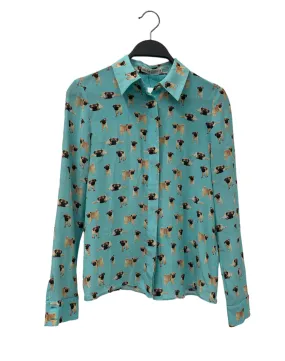 alice olivia/LS Shirt/XS/All Over Print/Polyester/BLU/