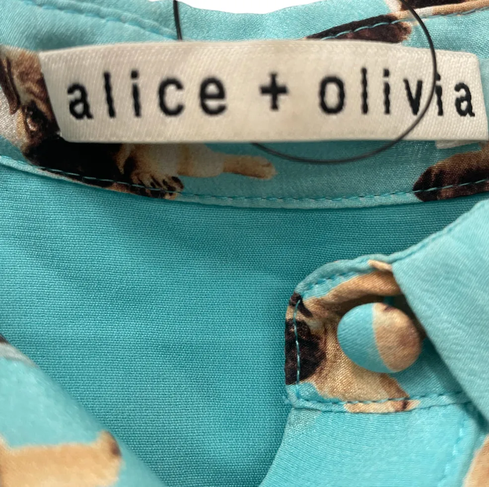 alice olivia/LS Shirt/XS/All Over Print/Polyester/BLU/