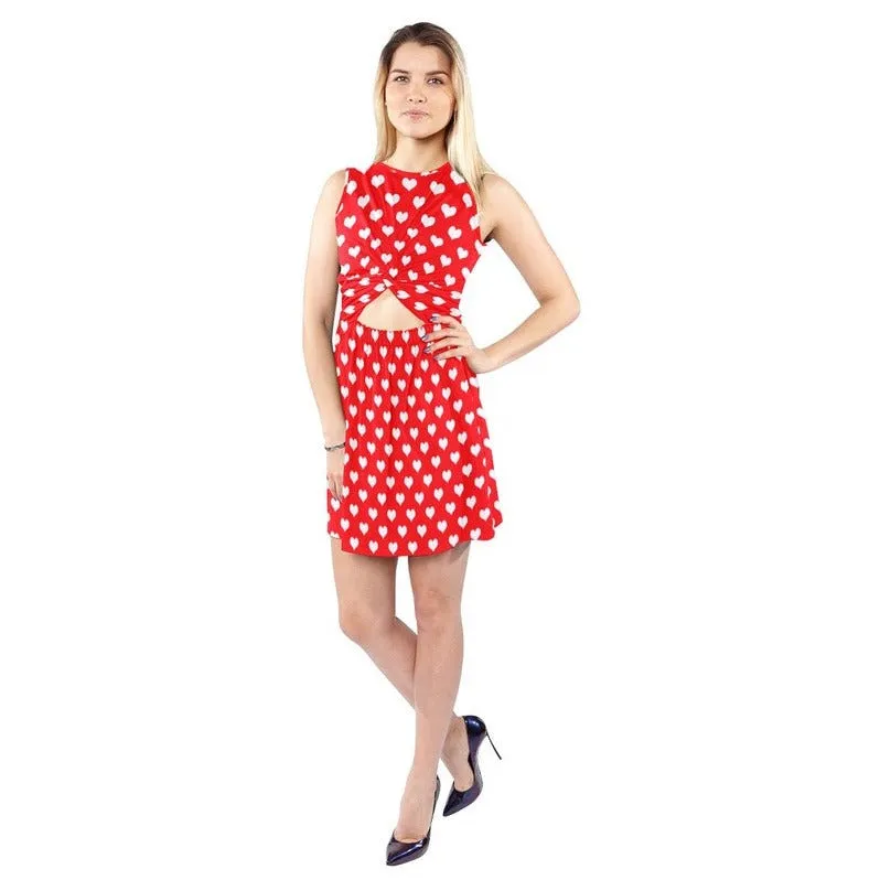 All Heart Sleeveless Cutout Waist Knotted Dress