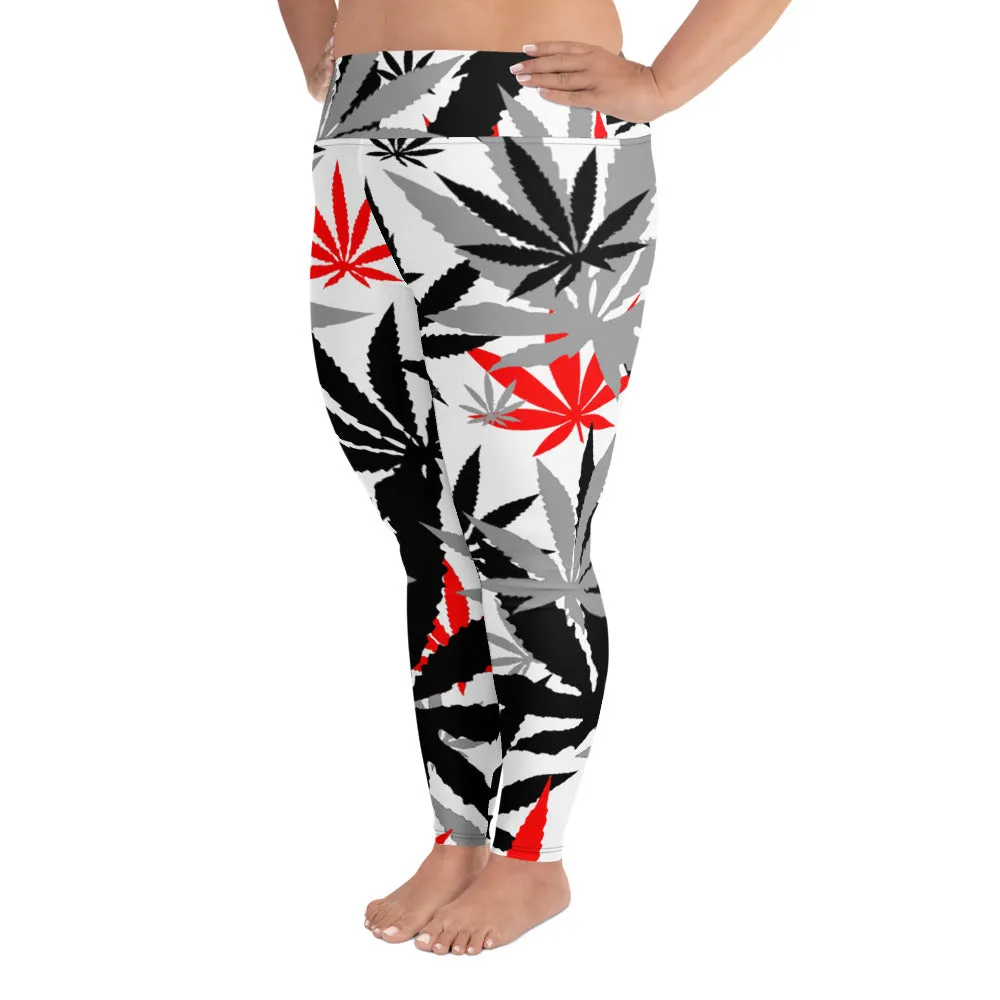 All-Over Print Plus Size Red Leaf E4SO Leggings