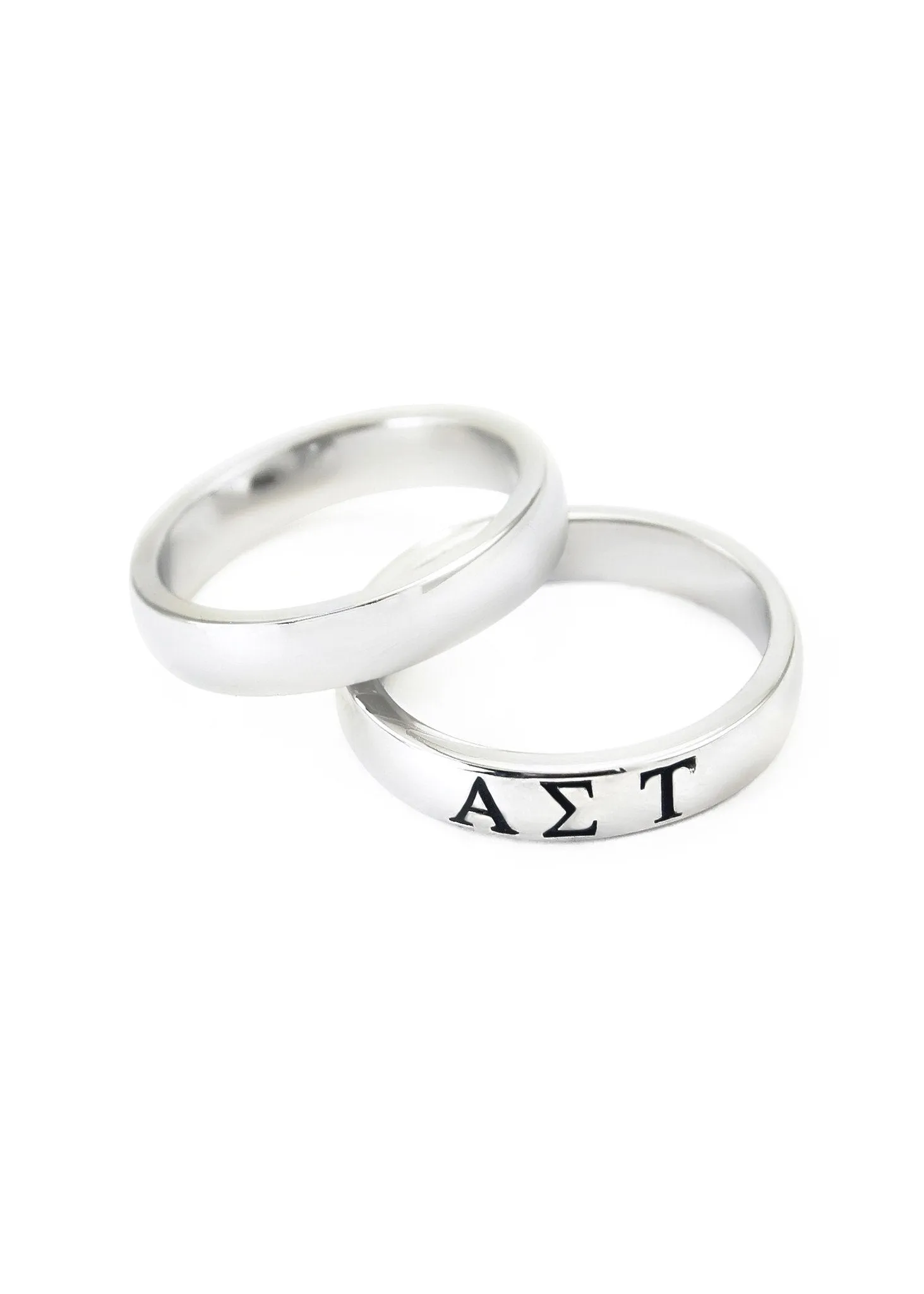 Alpha Sigma Tau Sterling Silver Skinny Band Ring