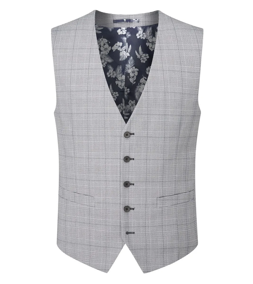 Anello Grey Prince Of Wales Check Waistcoat