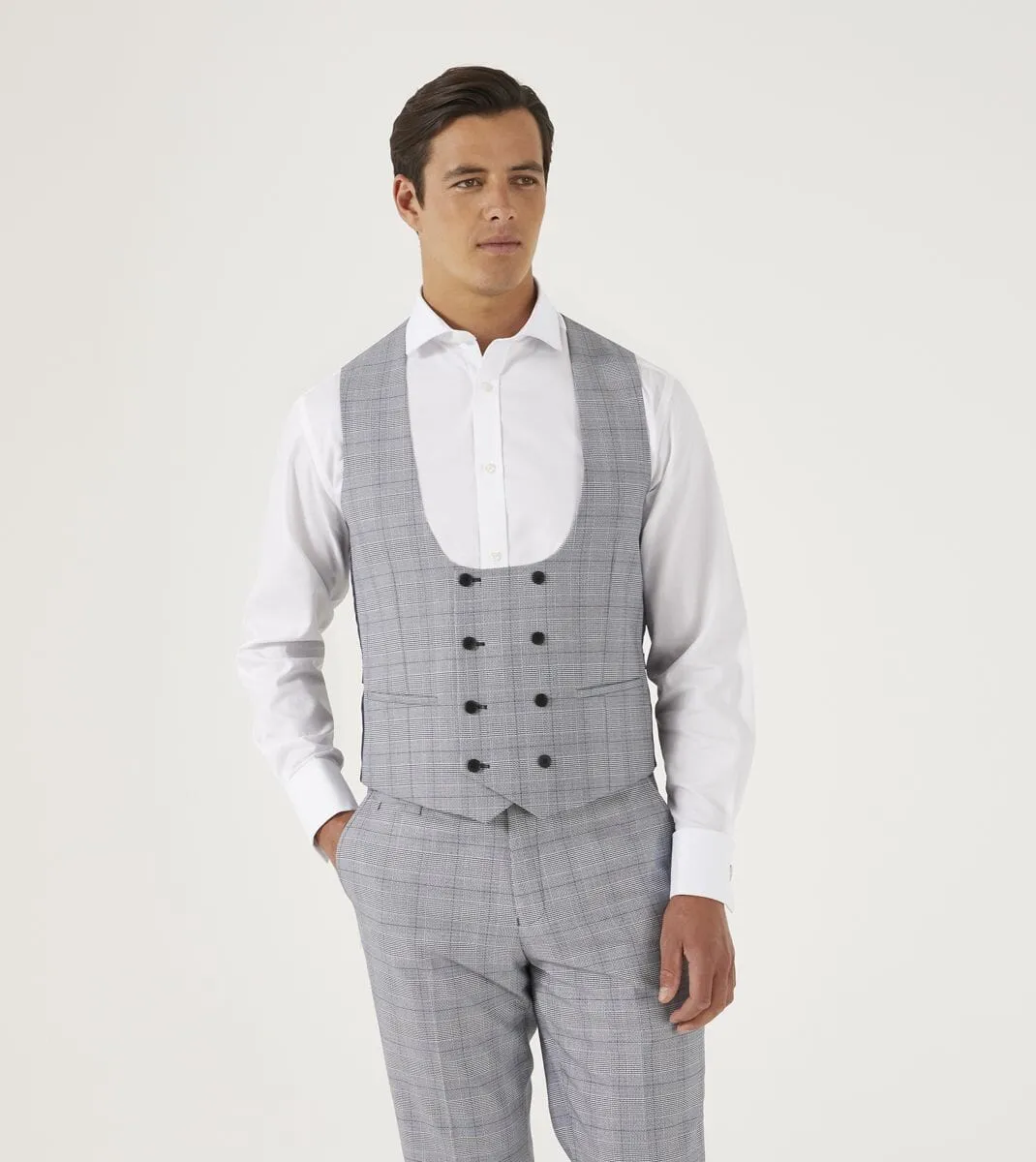 Anello Grey Prince Of Wales Check Waistcoat