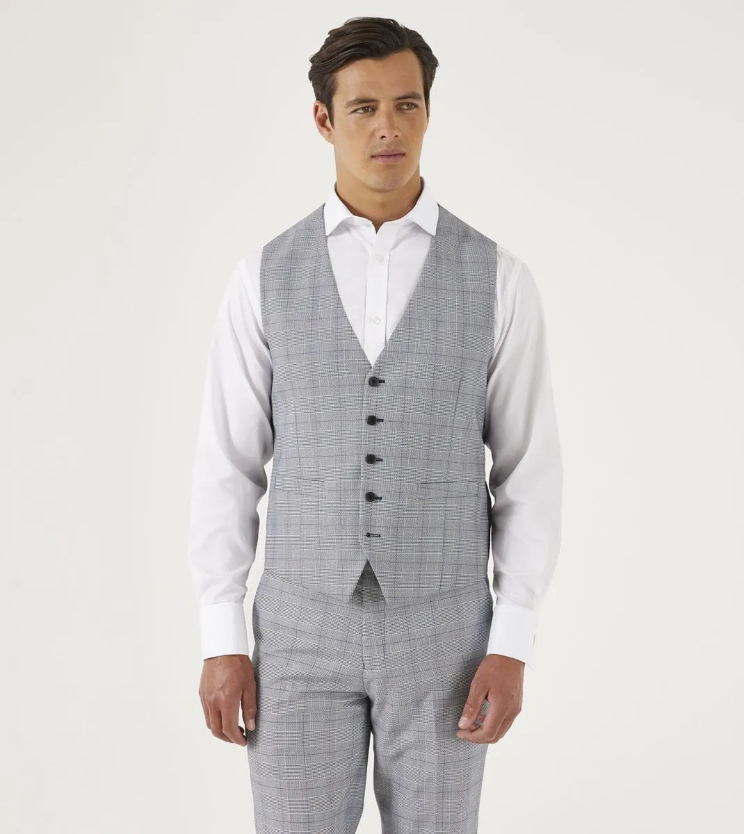 Anello Grey Prince Of Wales Check Waistcoat