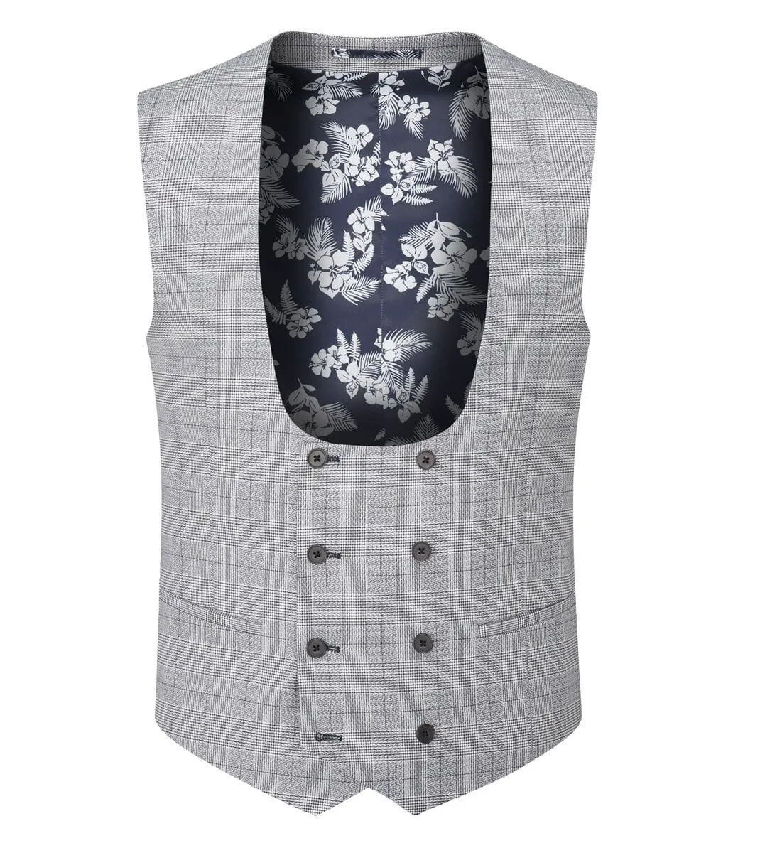 Anello Grey Prince Of Wales Check Waistcoat