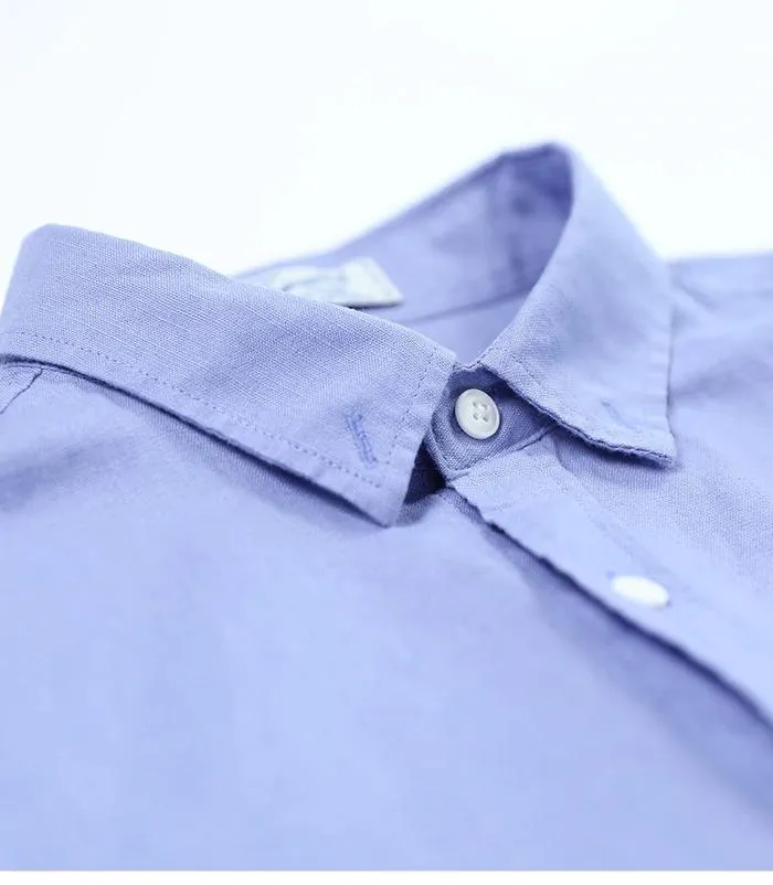 Autumn Summer Wear Breathable Pure Linen and Cotton Classic Men’s Shirt