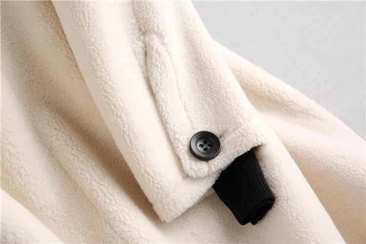 Autumn Winter Elegant Korean Women's Sheep Shearling Wool Coats & Jackets