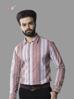 Badami Color Balanced Striped Oxford Print Cotton Shirt