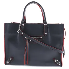 BALENCIAGA Handbag 370926 Calfskin Black, Red Paper A6 Women Used Authentic