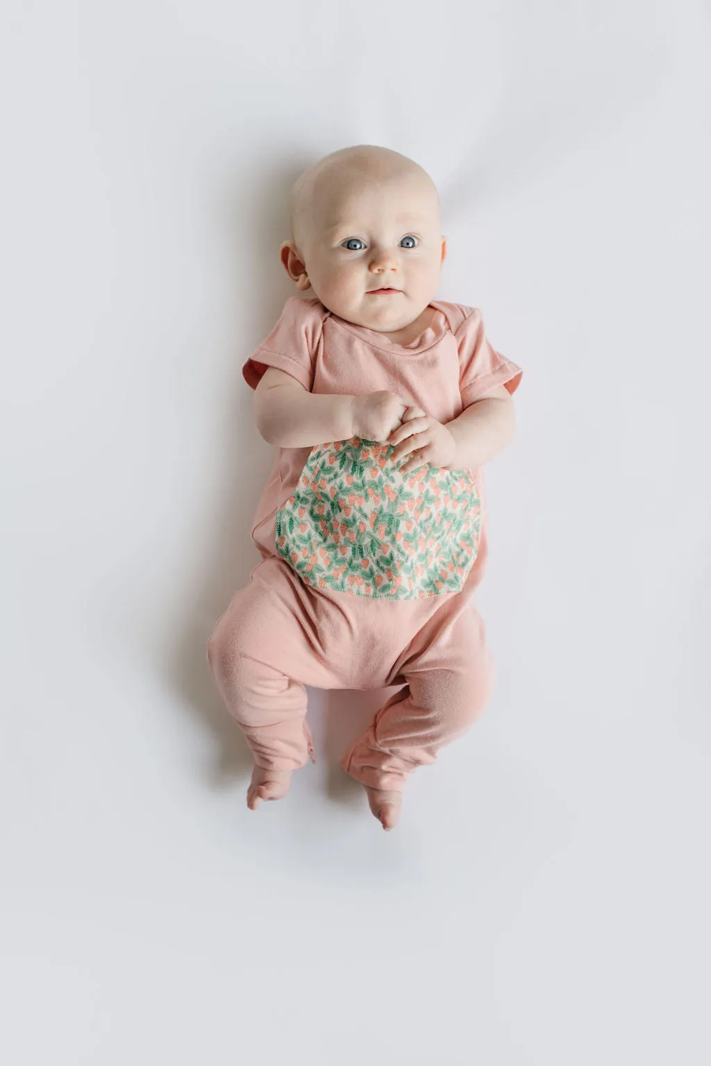 Bamboo Zipper Romper in Strawberry Rose