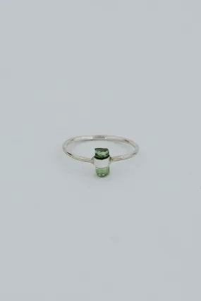 Banded Crystal Ring -  Green Tourmaline - Sterling Silver