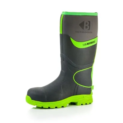 BBZ8000 Buckbootz S5 360° High Visibility Neoprene/Rubber Safety Wellington Boot with Ankle Protection - Ultimate Safety Wellington Boot