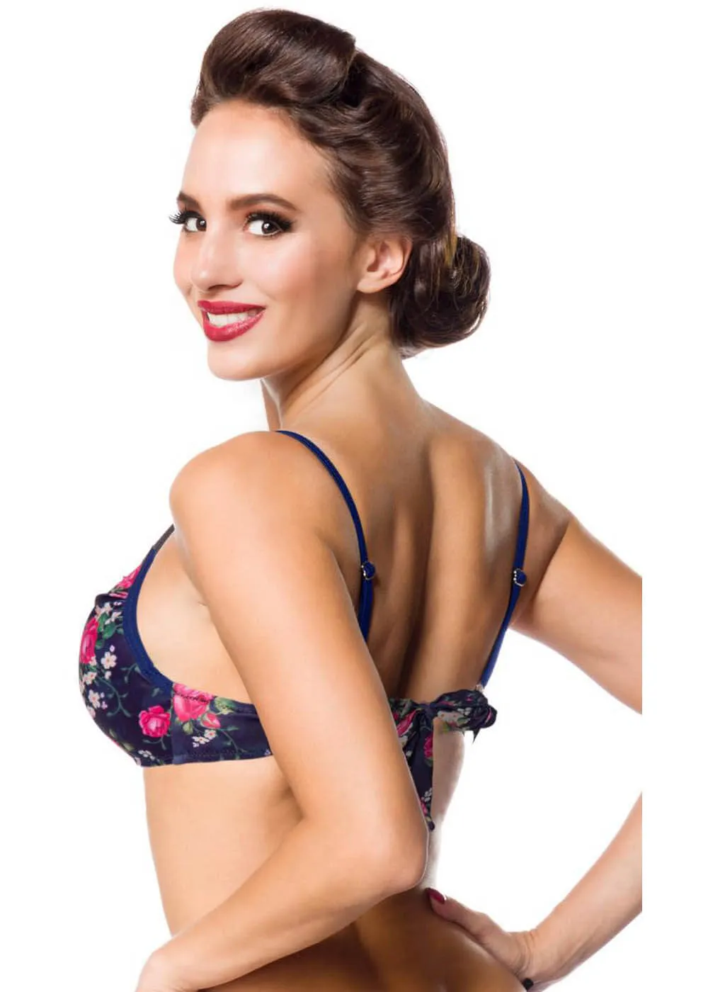 Belsira Vintage Flowers Bikini Top Blue