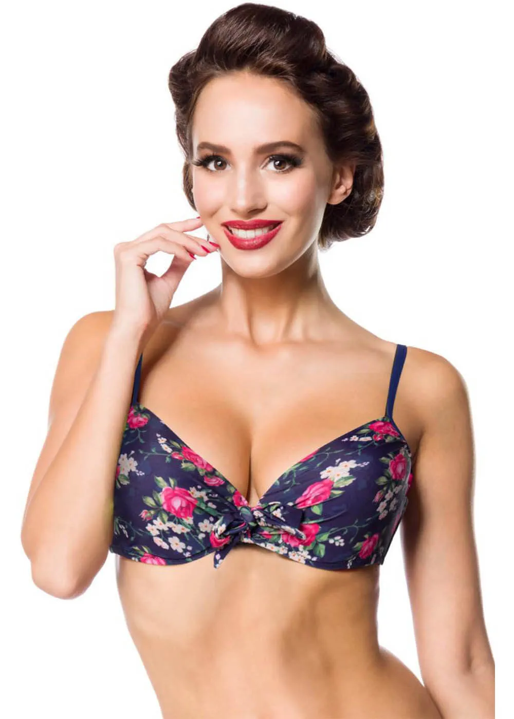 Belsira Vintage Flowers Bikini Top Blue