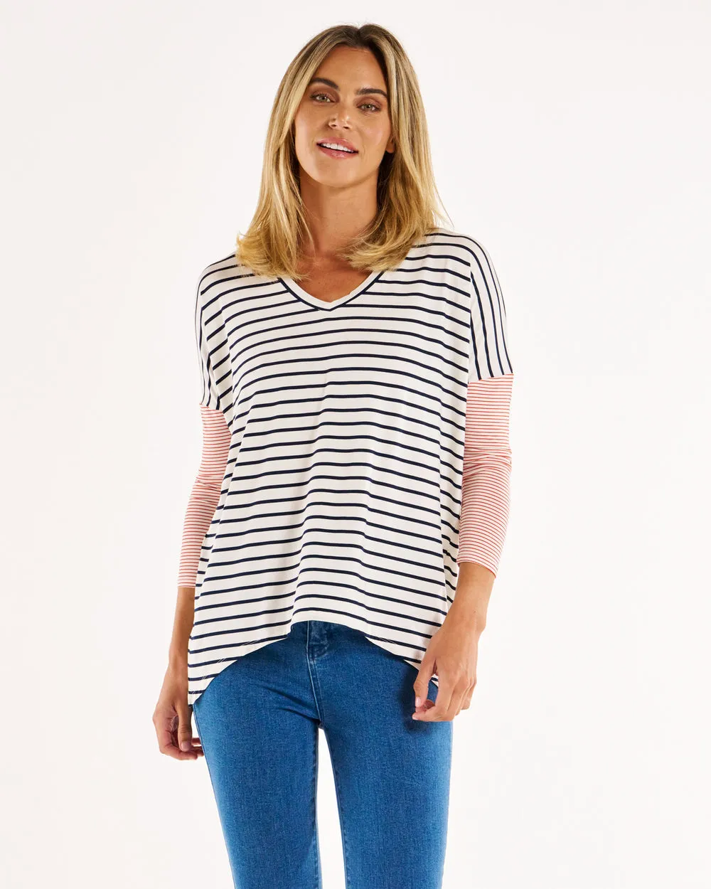 Betty Basics Geneva Tee Blue Red Stripe