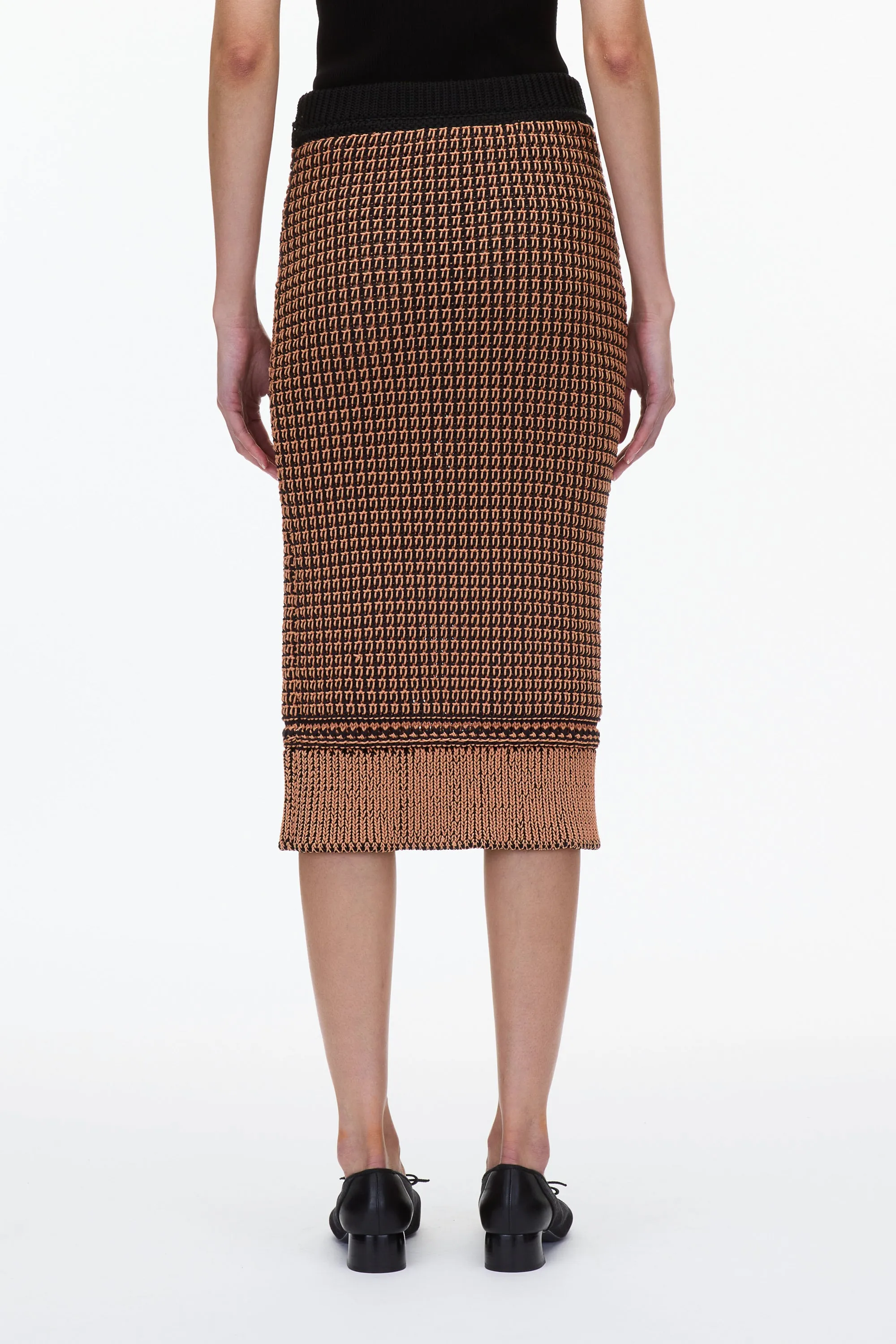 Bi-Color Knit Pencil Skirt