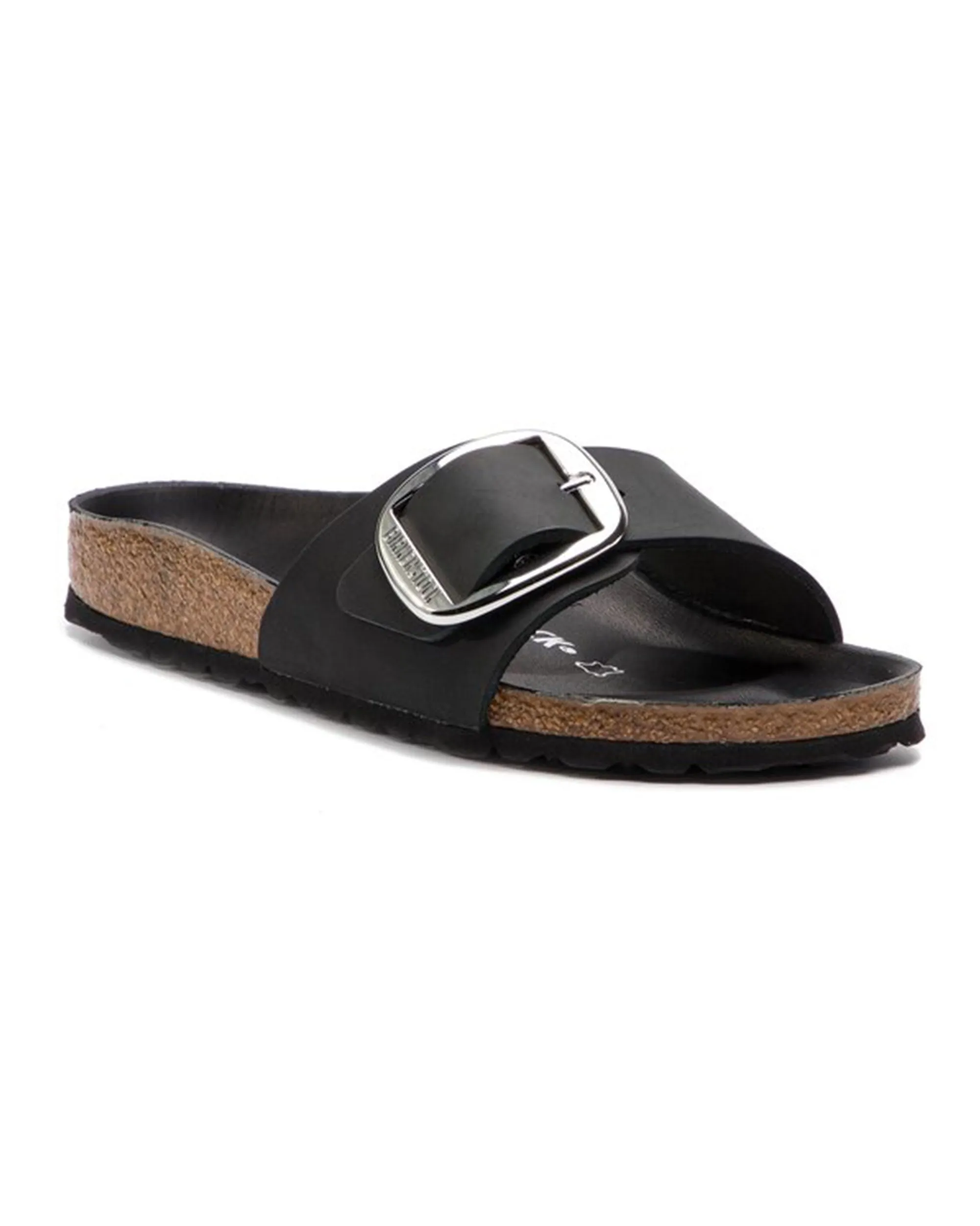 Birkenstock Madrid Big Buckle Black Oiled Leather Calzata Stretta