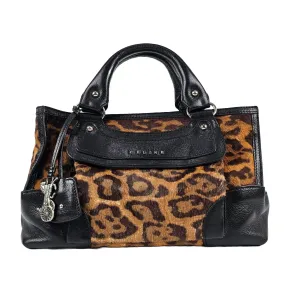 Black / Brown Leopard Print Calf Hair and Leather Boogie Satchel&nbsp;