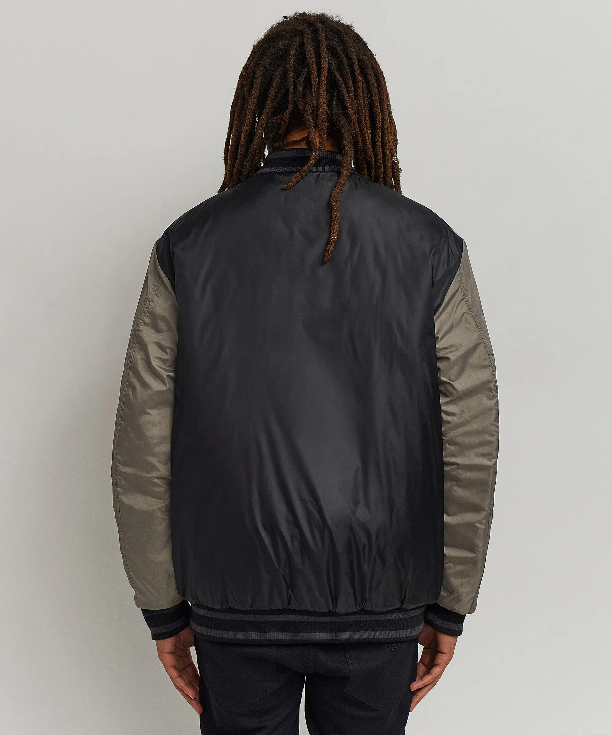 Black Out Nylon Bomber Jacket - Black