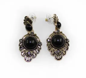 Black Stone Baroque Style Earring - small