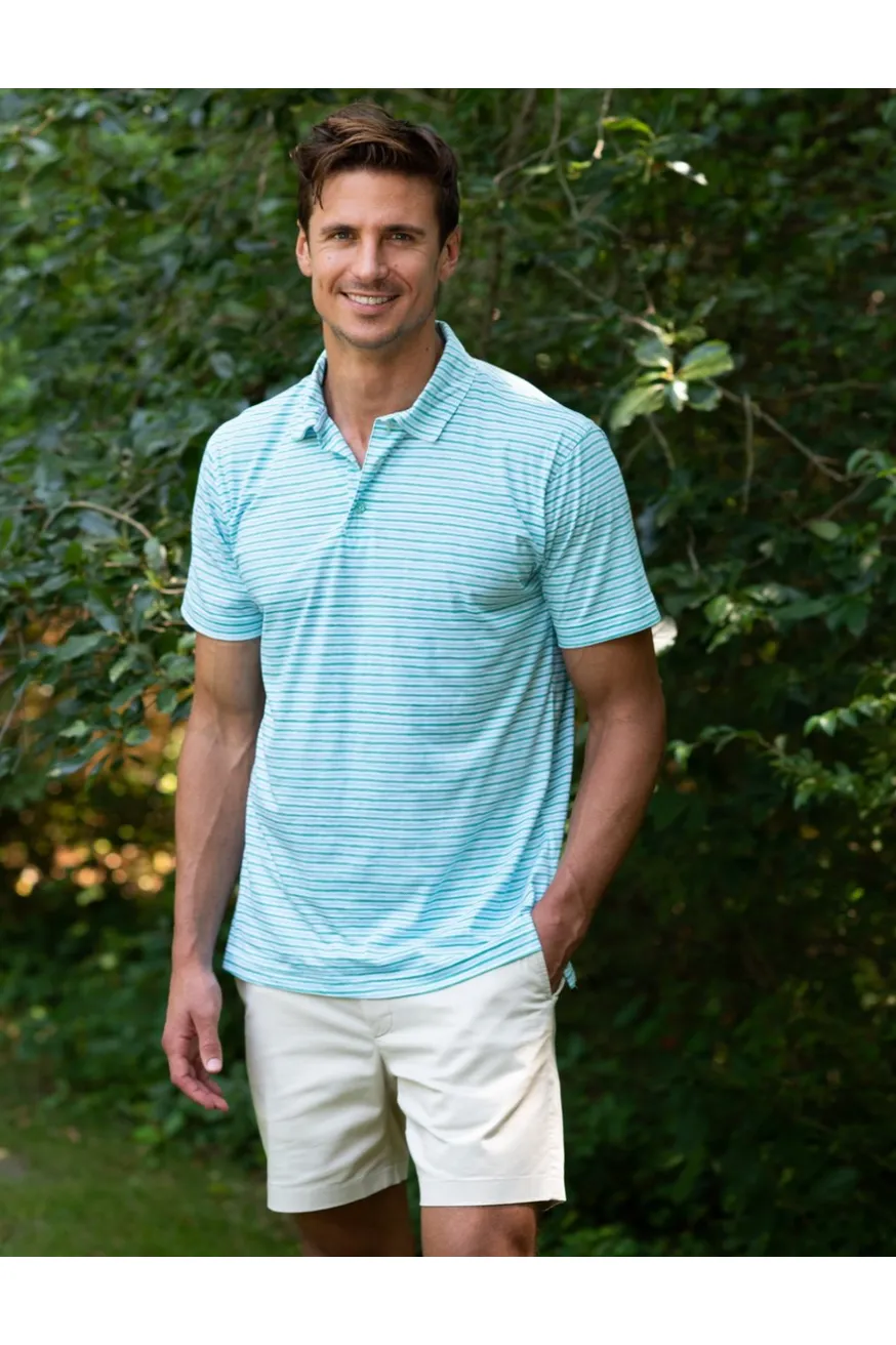 Blue and Green Stripe Polo Shirt