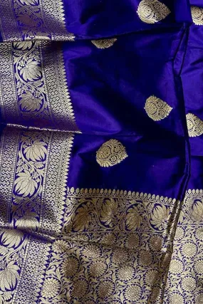 Blue Banarasi Handloom Pure Katan Silk Saree