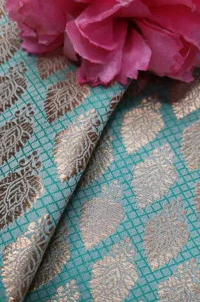 Blue Banarasi Silk Fabric ( 1 Mtr )