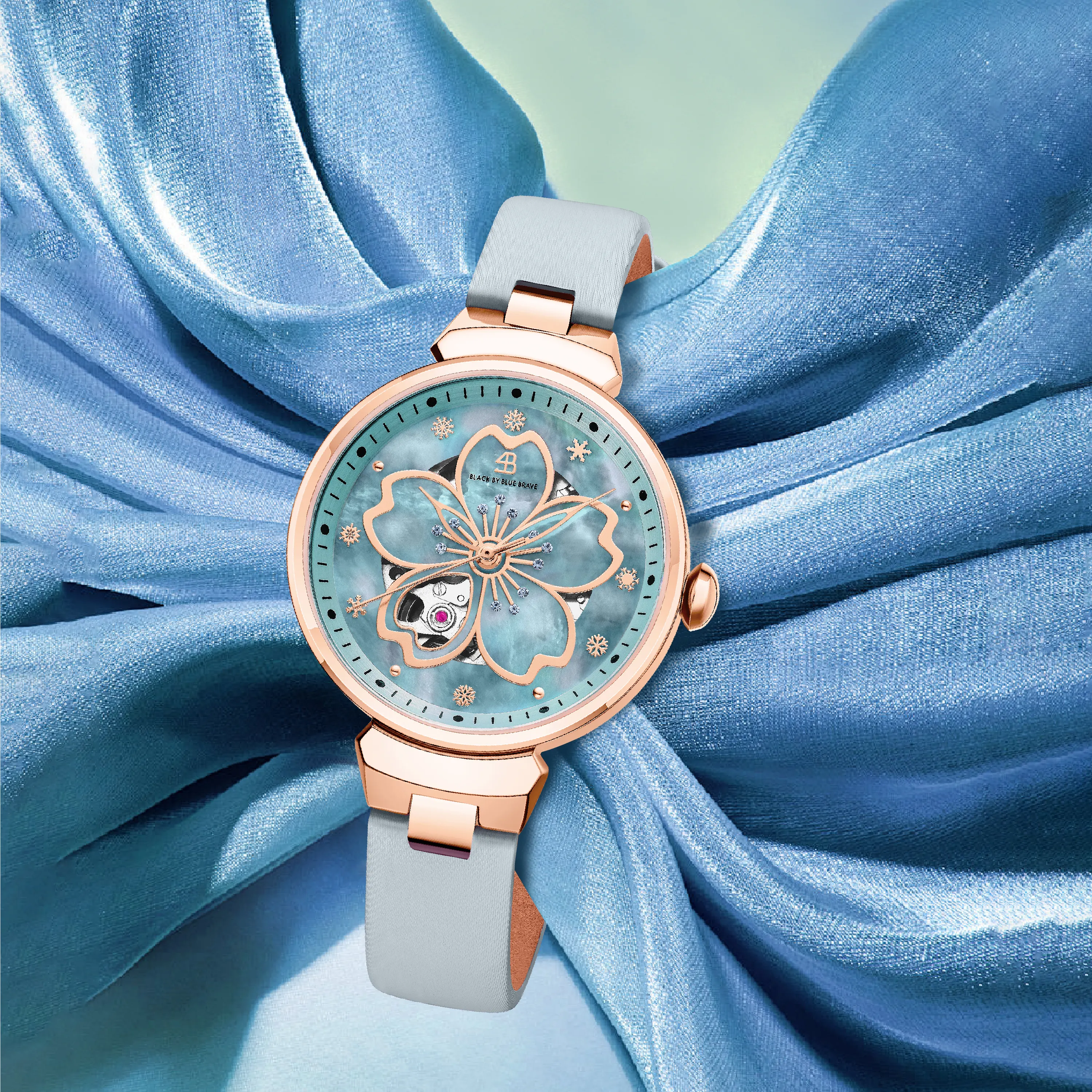 BLUE CHERRY BLOSSOM 36MM AUTOMATIC WATCH & CHERRY BLOSSOM BRACELET