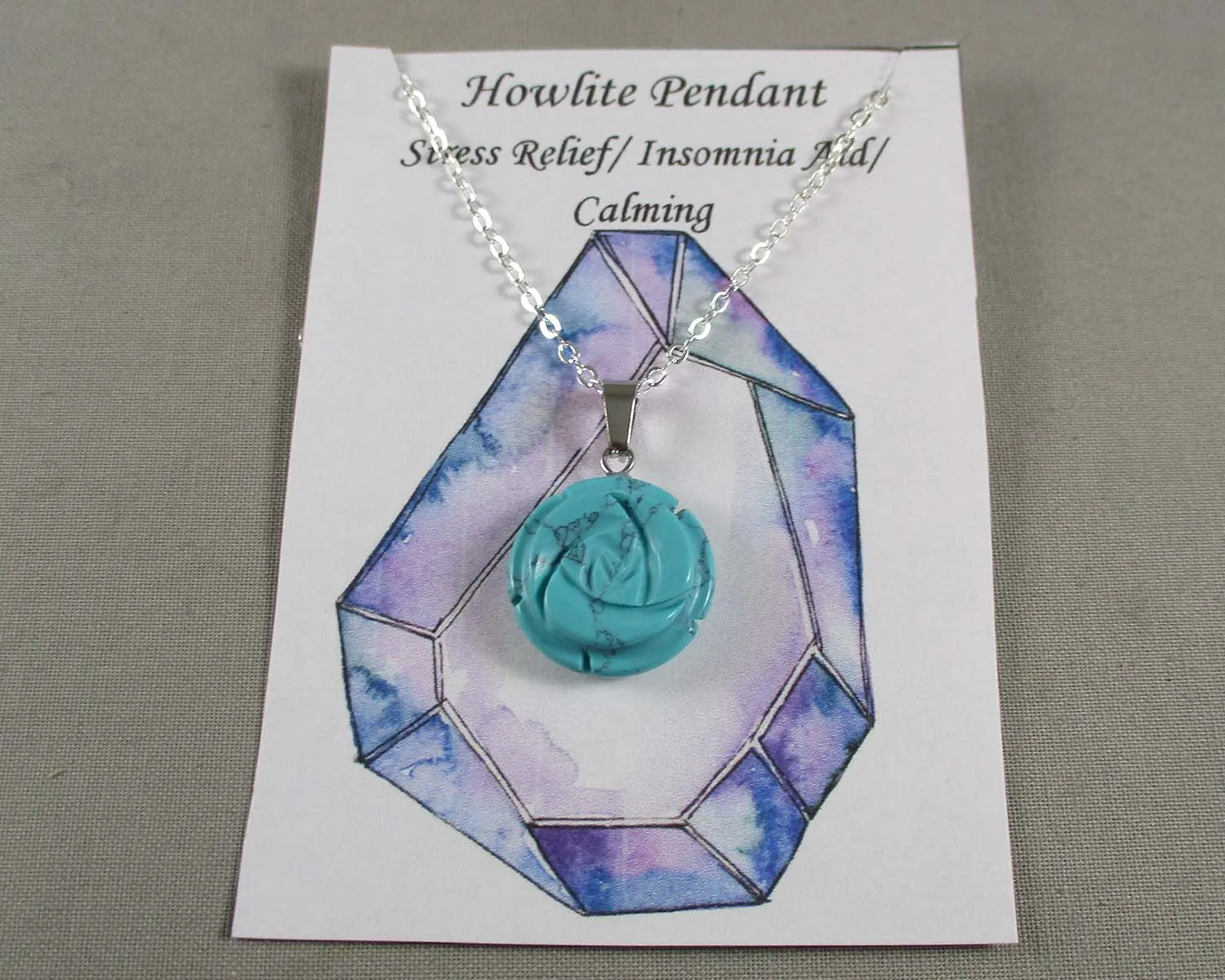 Blue Howlite Rose Pendant 1pc