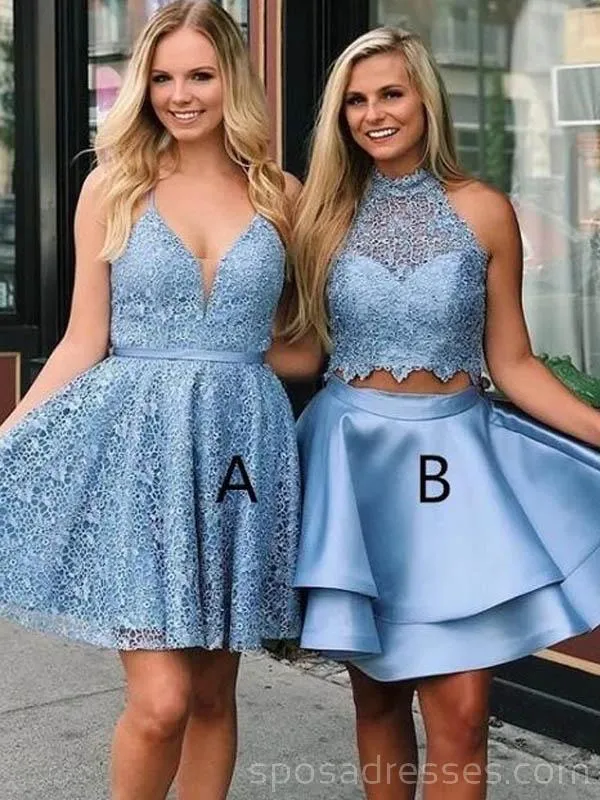 Blue Lace Short Cheap Homecoming Dresses Online, Cheap Short Prom Dresses, CM746