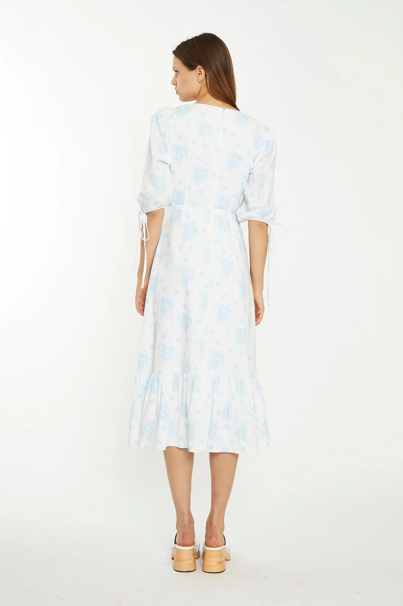 Blue Wallpaper Floral Midaxi Wrap-Dress