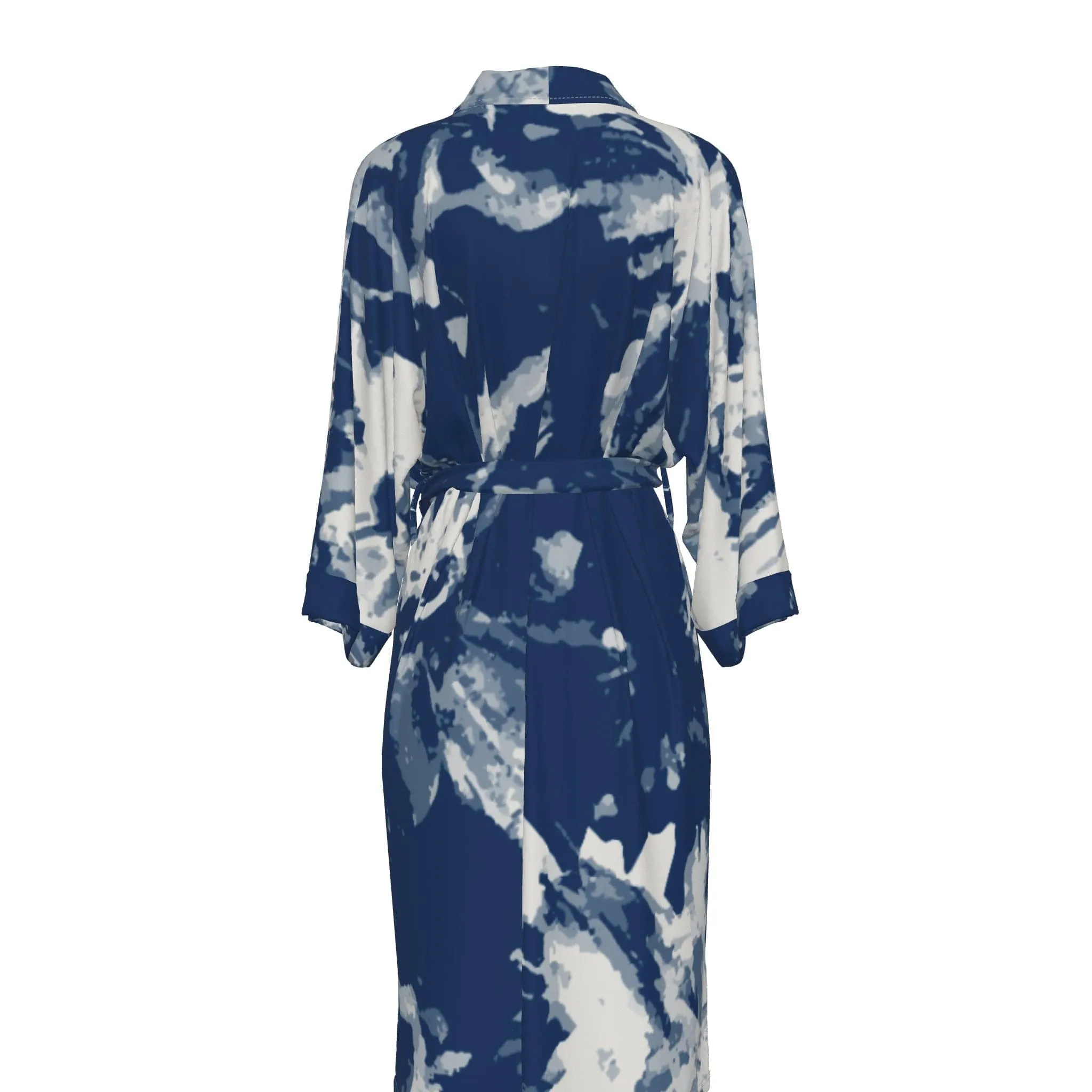 Blue Watercolors - Women's Satin Kimono Robe