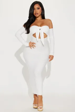 Bombshell Textured Midi Dress - White