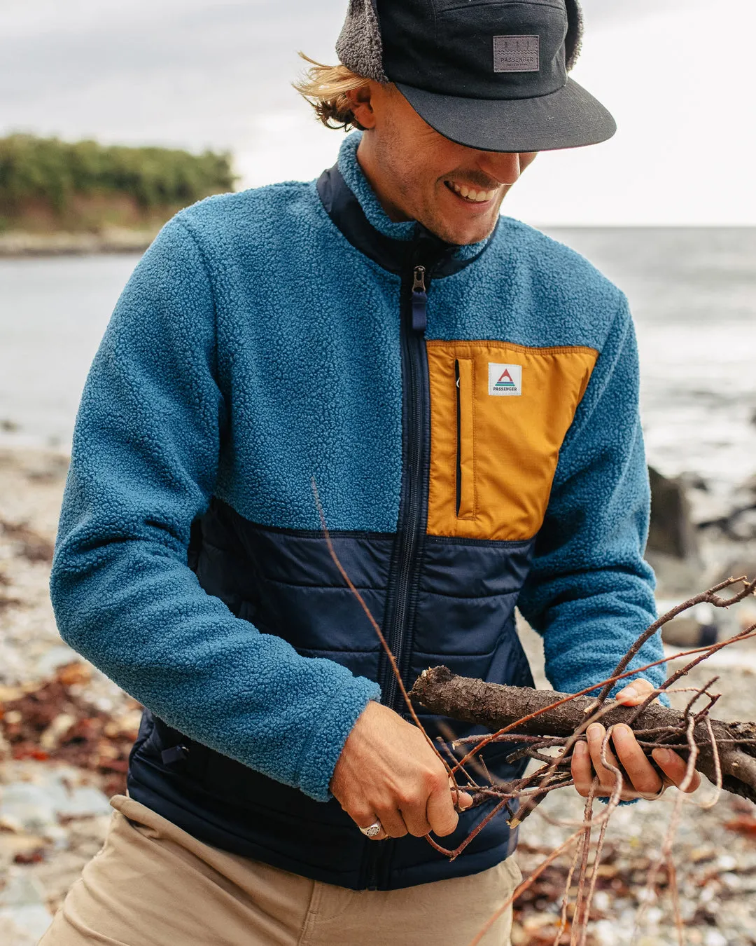 Born Explorer Recycled Polar-Lined Sherpa Fleece - Blue Steel