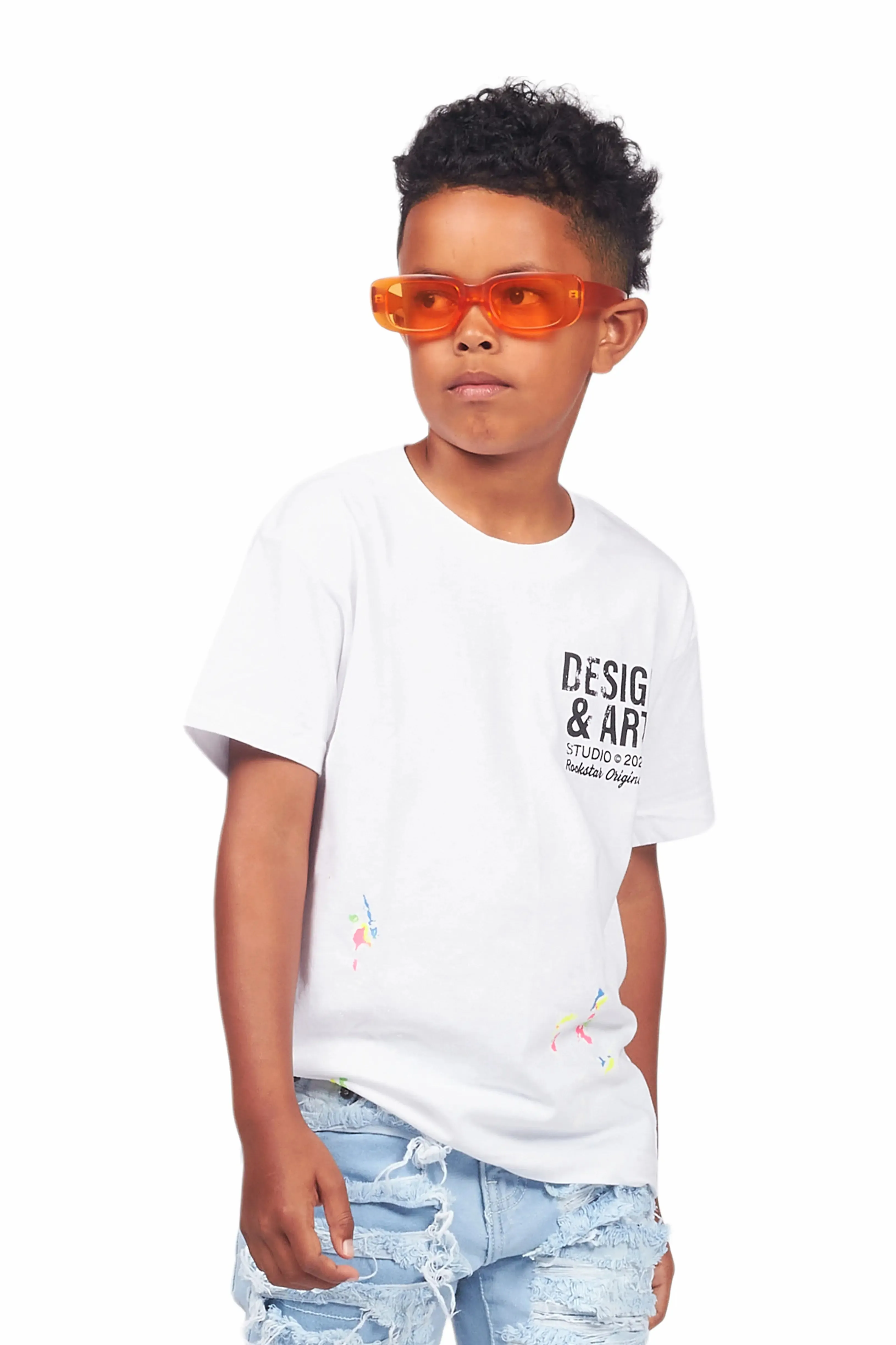 Boys Mancha White Graphic T-Shirt