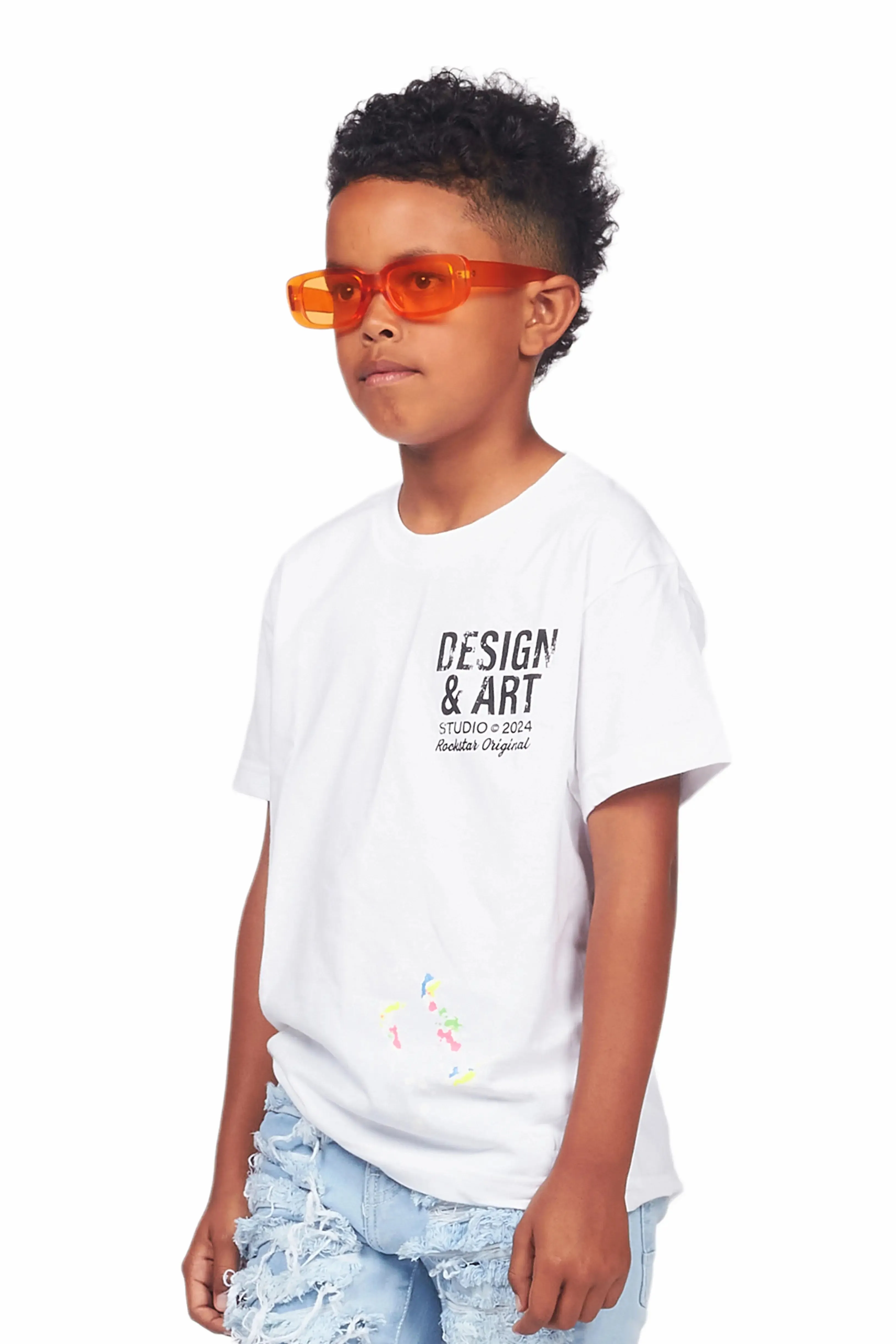 Boys Mancha White Graphic T-Shirt